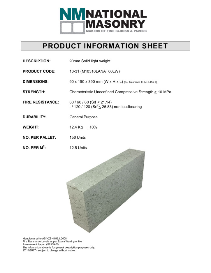 thumbnail of National-Masonry-SQLD-NSW-Technical-Data-Sheet-10-31LW