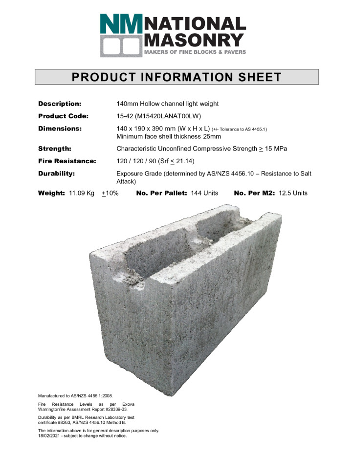 thumbnail of National-Masonry-SQLD-NSW-Technical-Data-Sheet-15-42LW